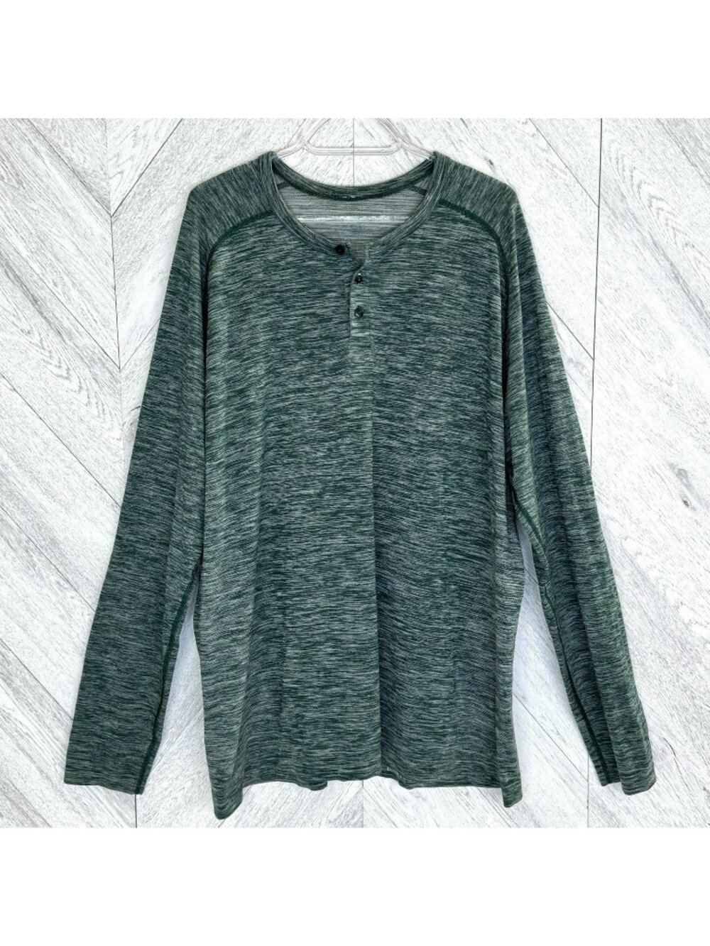 Lululemon Metal Vent Tech Long Sleeve Henley Shirt Mens XXL 2XL Static Green